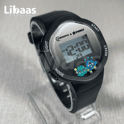 Black Digital Cartoon Kids Watch - Libaas Fabrics