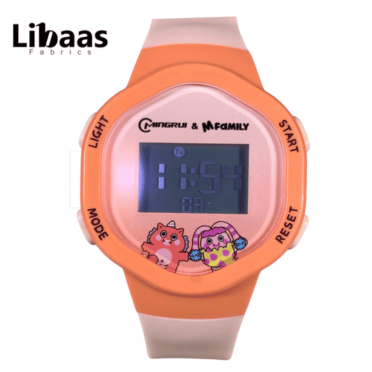 Cartoon Orange & White Digital Watch - Libaas Fabrics