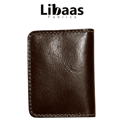 Chinese Handmade Leather Wallet – Dark Brown | Bi - Fold & Compact - Libaas Fabrics