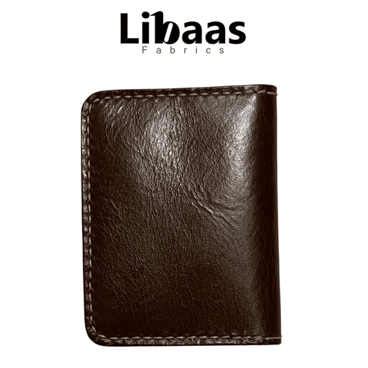 Chinese Handmade Leather Wallet – Dark Brown | Bi - Fold & Compact - Libaas Fabrics