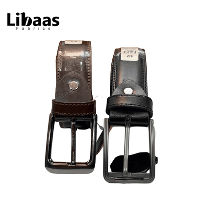 Classic Black & Brown Genuine Leather Belt - Libaas Fabrics