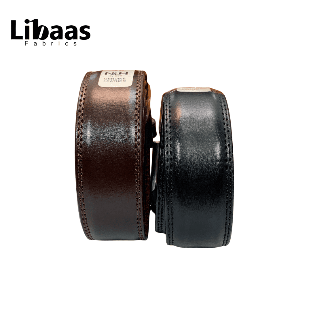 Classic Black & Brown Genuine Leather Belt - Libaas Fabrics