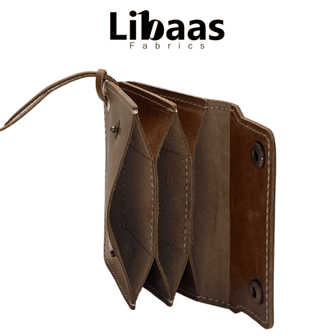 Double Button Leather Wallet – Brown - Libaas Fabrics