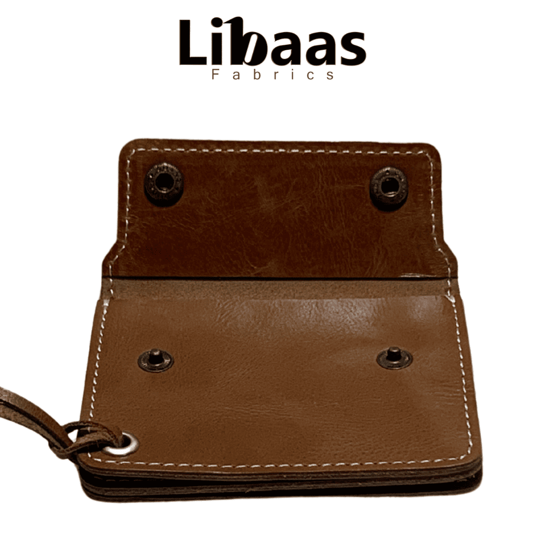 Double Button Leather Wallet – Brown - Libaas Fabrics