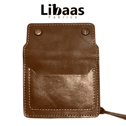Double Button Leather Wallet – Brown - Libaas Fabrics