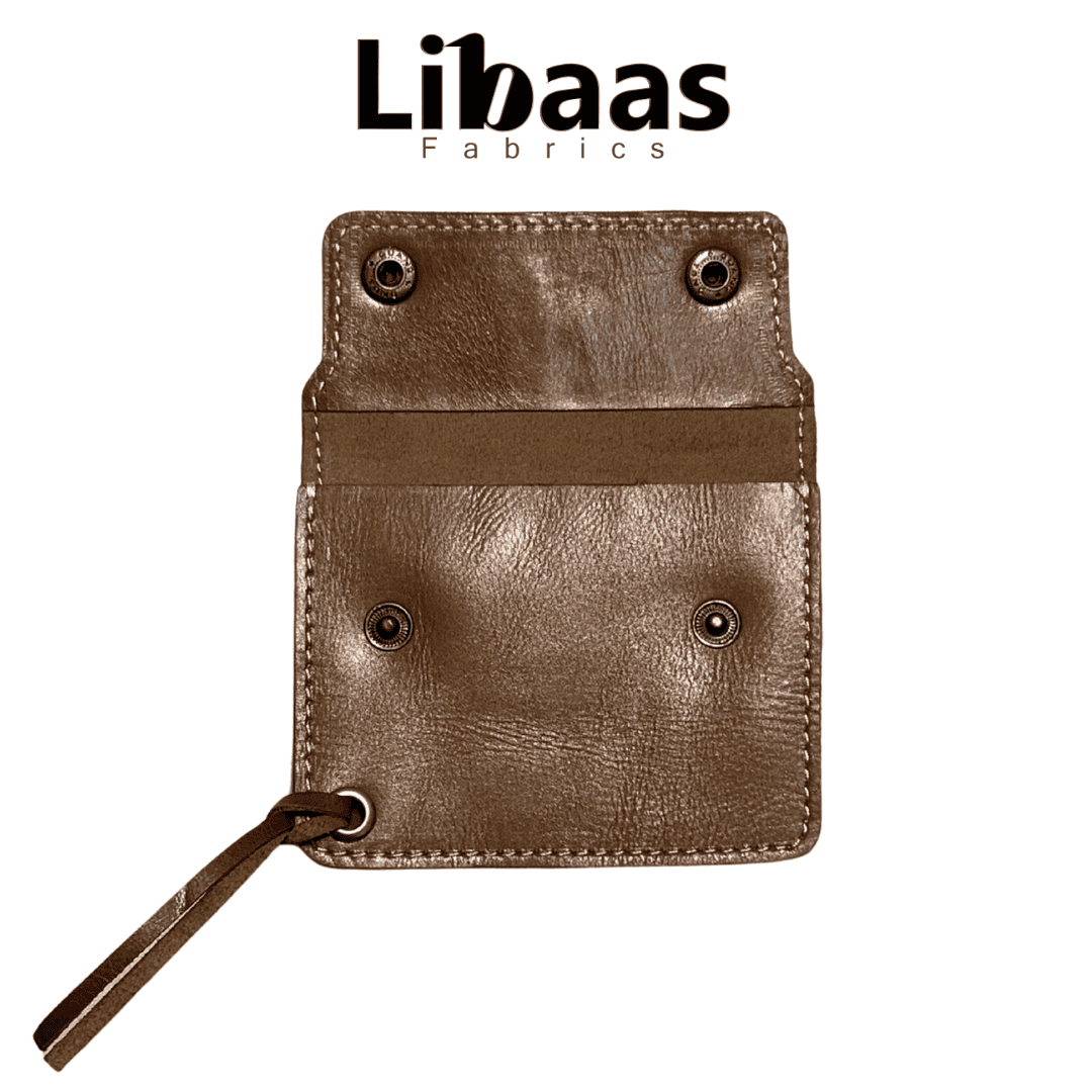 Double Button Leather Wallet – Brown - Libaas Fabrics