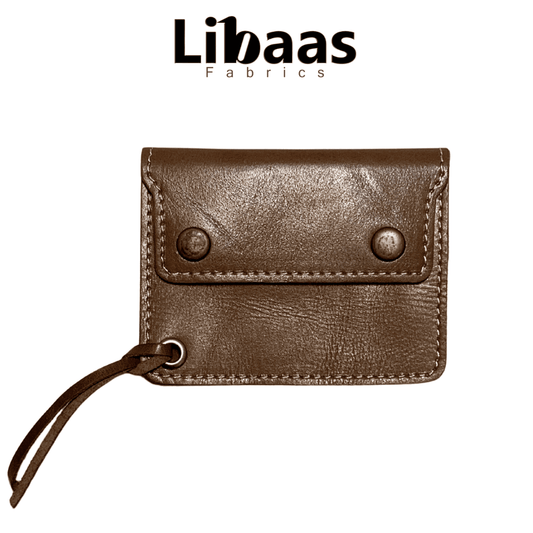 Double Button Leather Wallet – Brown - Libaas Fabrics