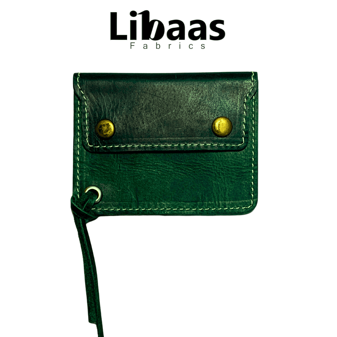 Double Button Leather Wallet – Forest Green - Libaas Fabrics