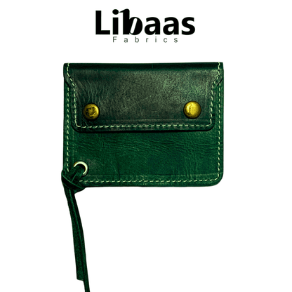 Double Button Leather Wallet – Forest Green - Libaas Fabrics