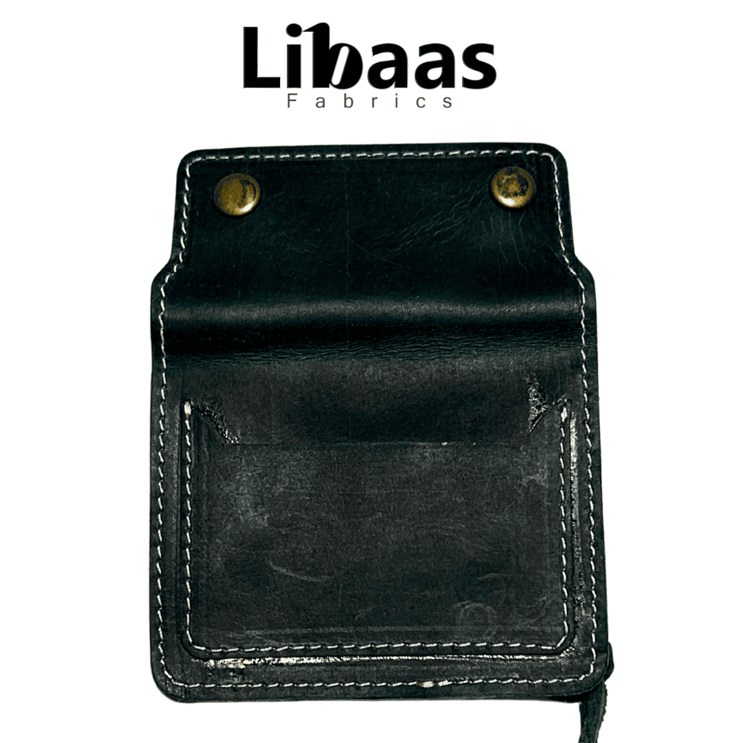 Double Button Leather Wallet – Forest Green - Libaas Fabrics