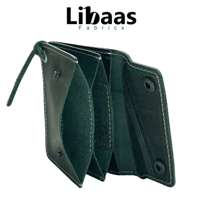 Double Button Leather Wallet – Forest Green - Libaas Fabrics