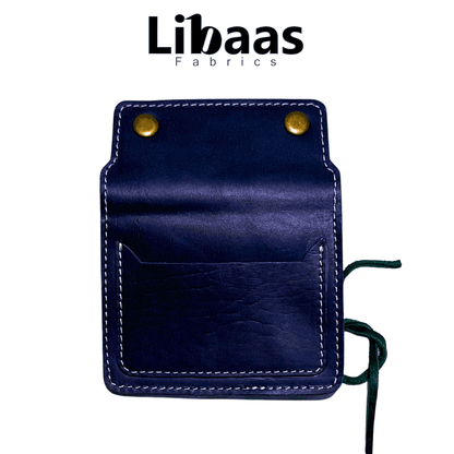 Double Button Leather Wallet – Navy Blue - Libaas Fabrics