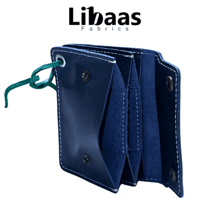 Double Button Leather Wallet – Navy Blue - Libaas Fabrics
