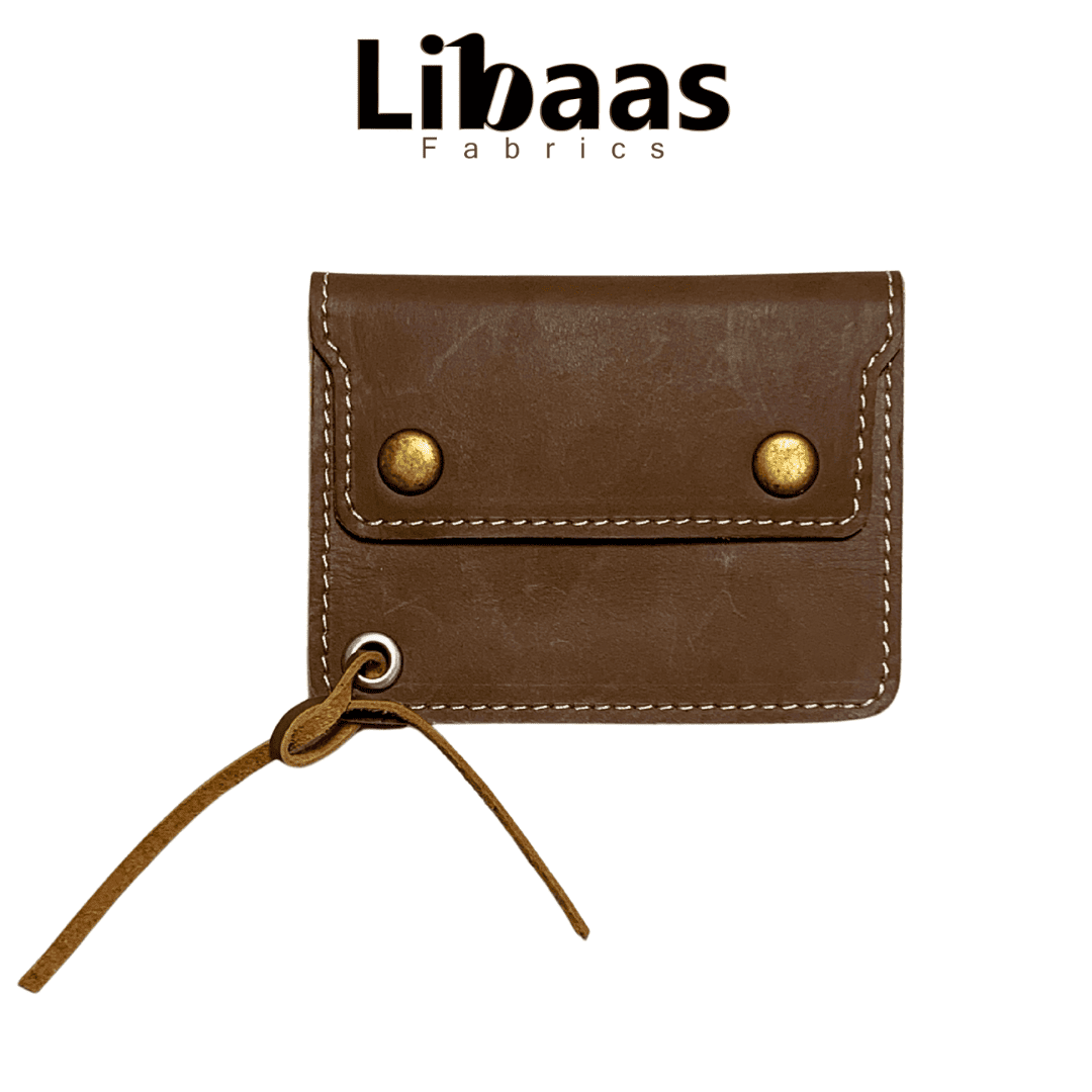 Double Button Leather Wallet – Tan - Libaas Fabrics