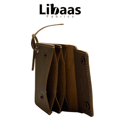 Double Button Leather Wallet – Tan - Libaas Fabrics