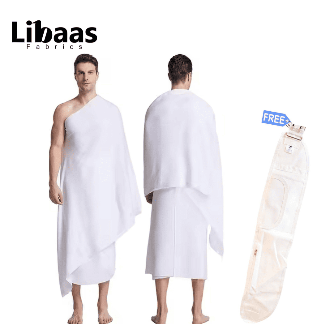 Hajj and Umrah Ehram/ihram With Free Cotton Ihram Belt - Libaas Fabrics