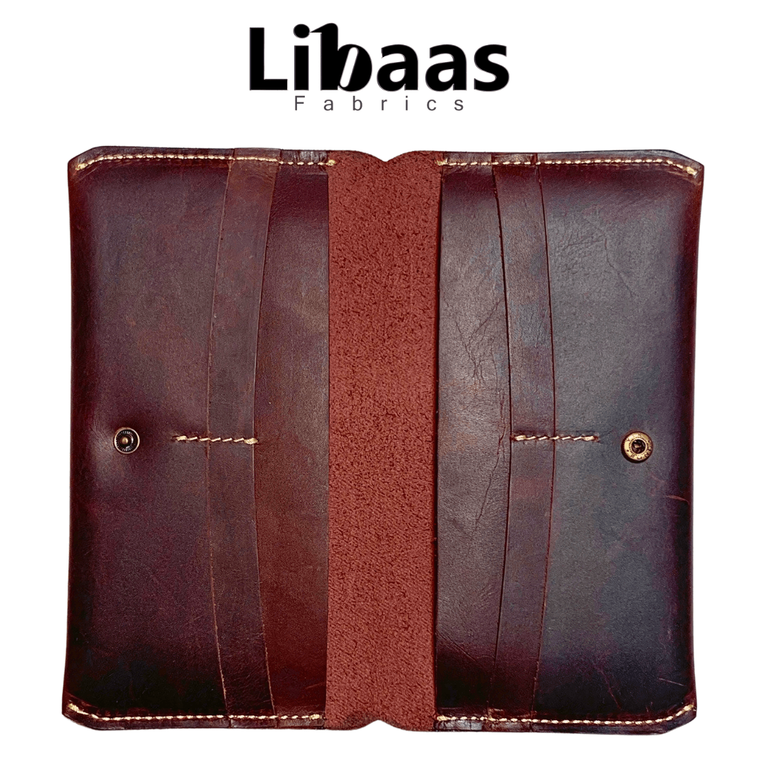 Handmade Full Crazy Horse Leather Wallet – Burgundy - Libaas Fabrics