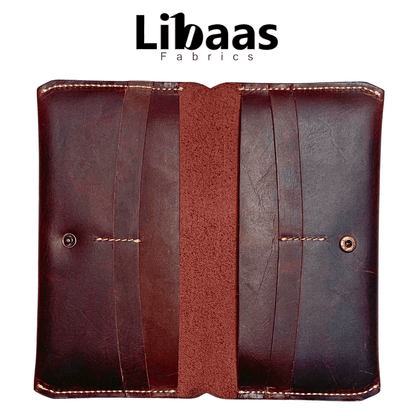 Handmade Full Crazy Horse Leather Wallet – Burgundy - Libaas Fabrics