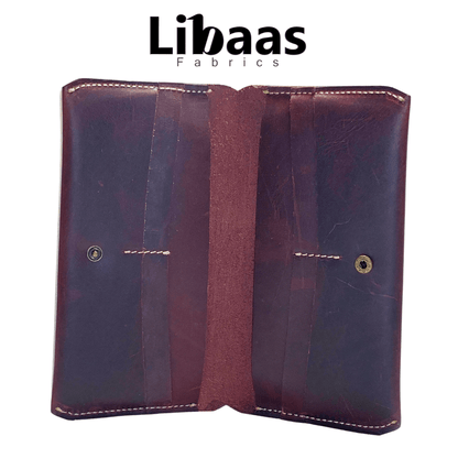 Handmade Full Crazy Horse Leather Wallet – Burgundy - Libaas Fabrics