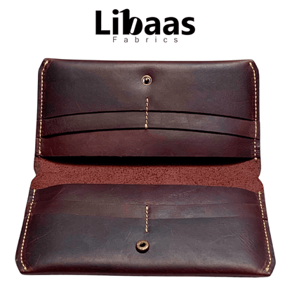 Handmade Full Crazy Horse Leather Wallet – Burgundy - Libaas Fabrics