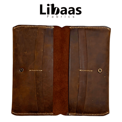 Handmade Full Crazy Horse Leather Wallet – Dark Brown - Libaas Fabrics