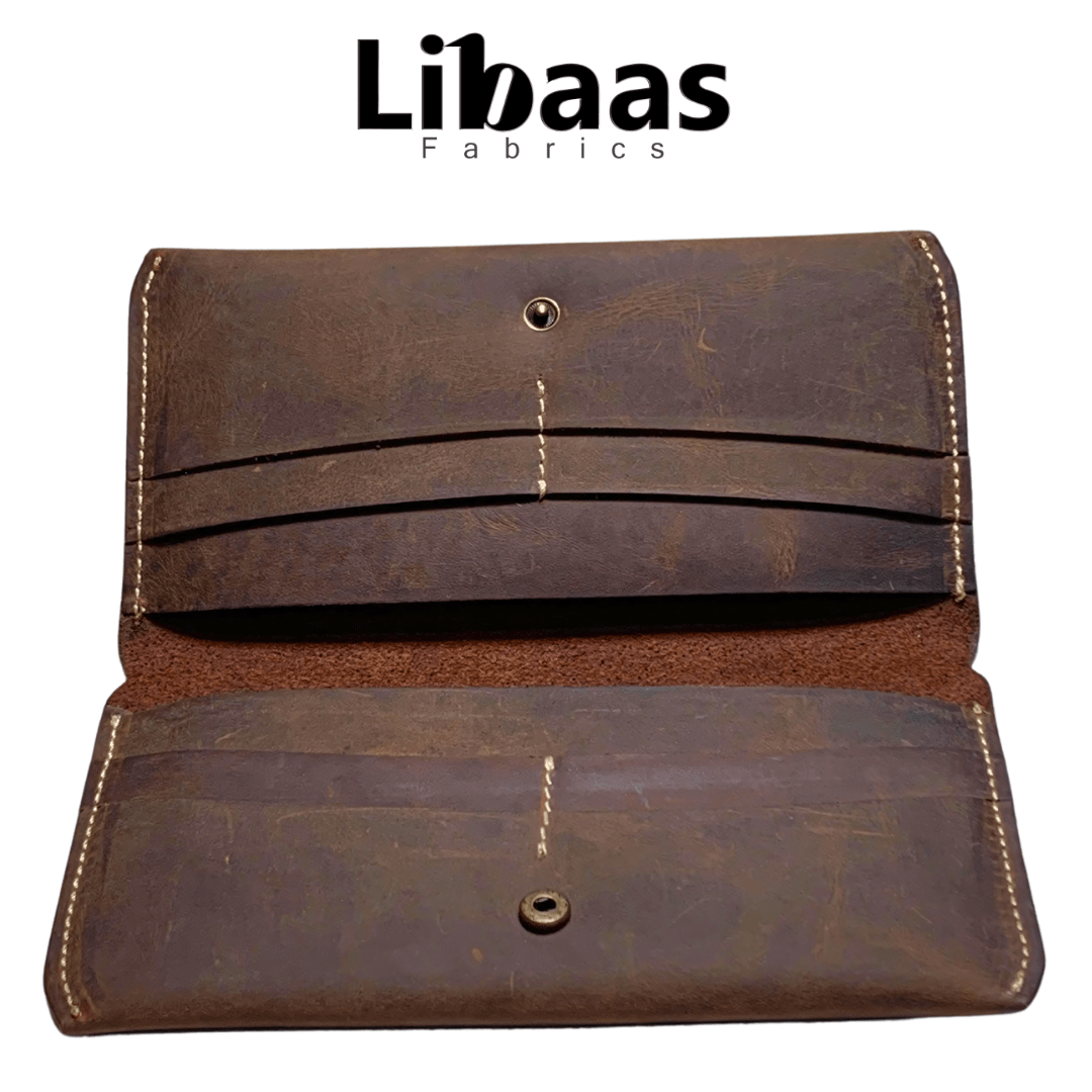 Handmade Full Crazy Horse Leather Wallet – Dark Brown - Libaas Fabrics