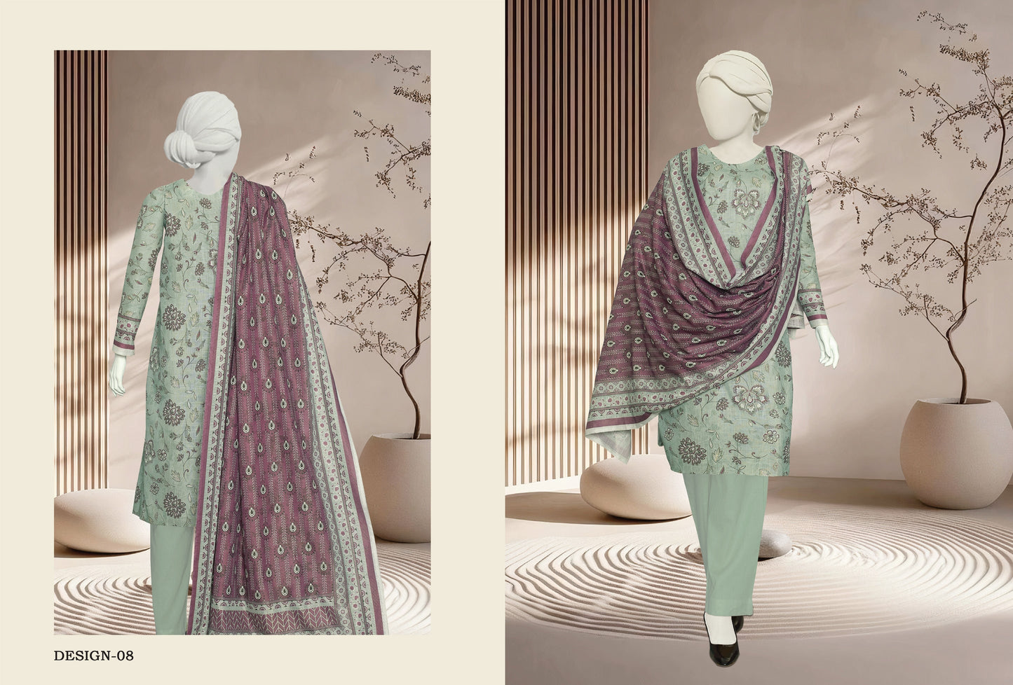 JHURMAT – Printed Khaddar & Zarri Collection (Unstitched) - Libaas Fabrics