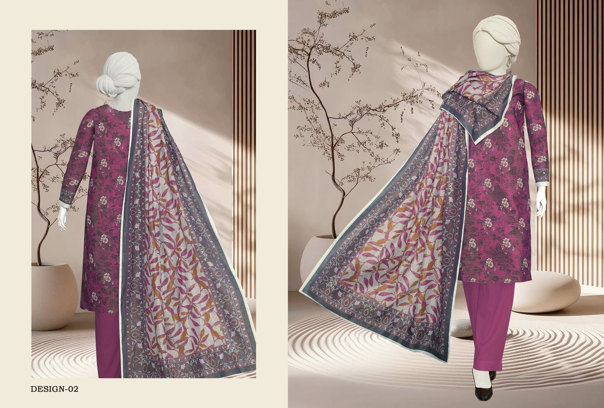 JHURMAT – Printed Khaddar & Zarri Collection (Unstitched) - Libaas Fabrics