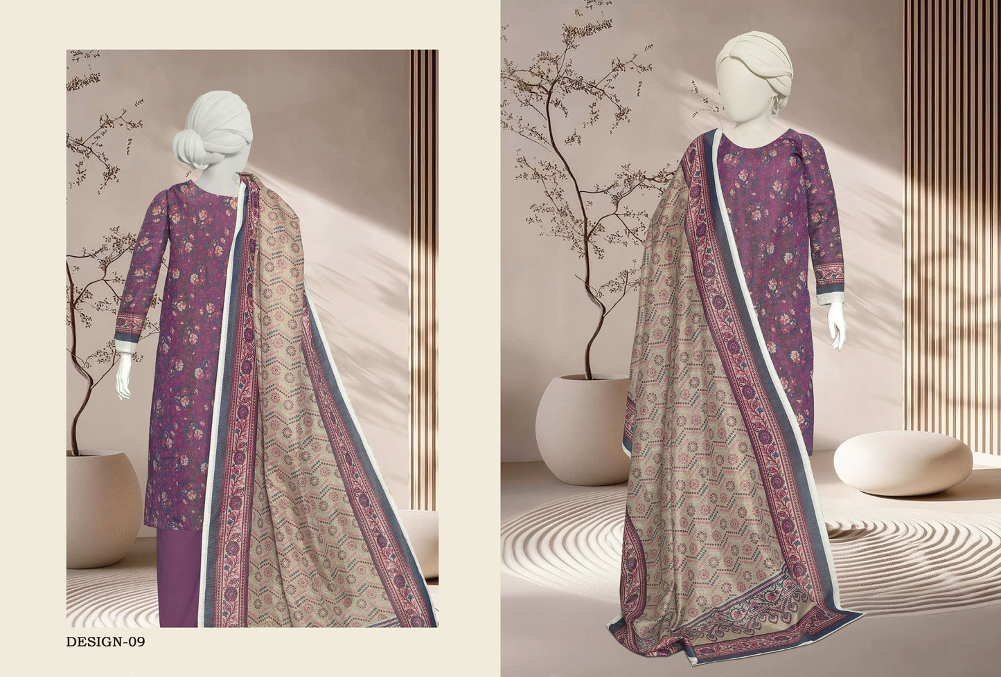 JHURMAT – Printed Khaddar & Zarri Collection (Unstitched) - Libaas Fabrics