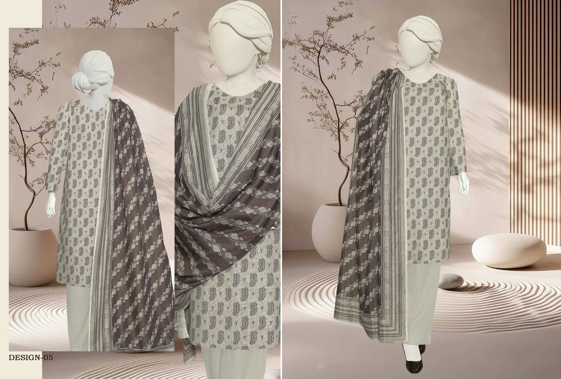 JHURMAT – Printed Khaddar & Zarri Collection (Unstitched) - Libaas Fabrics