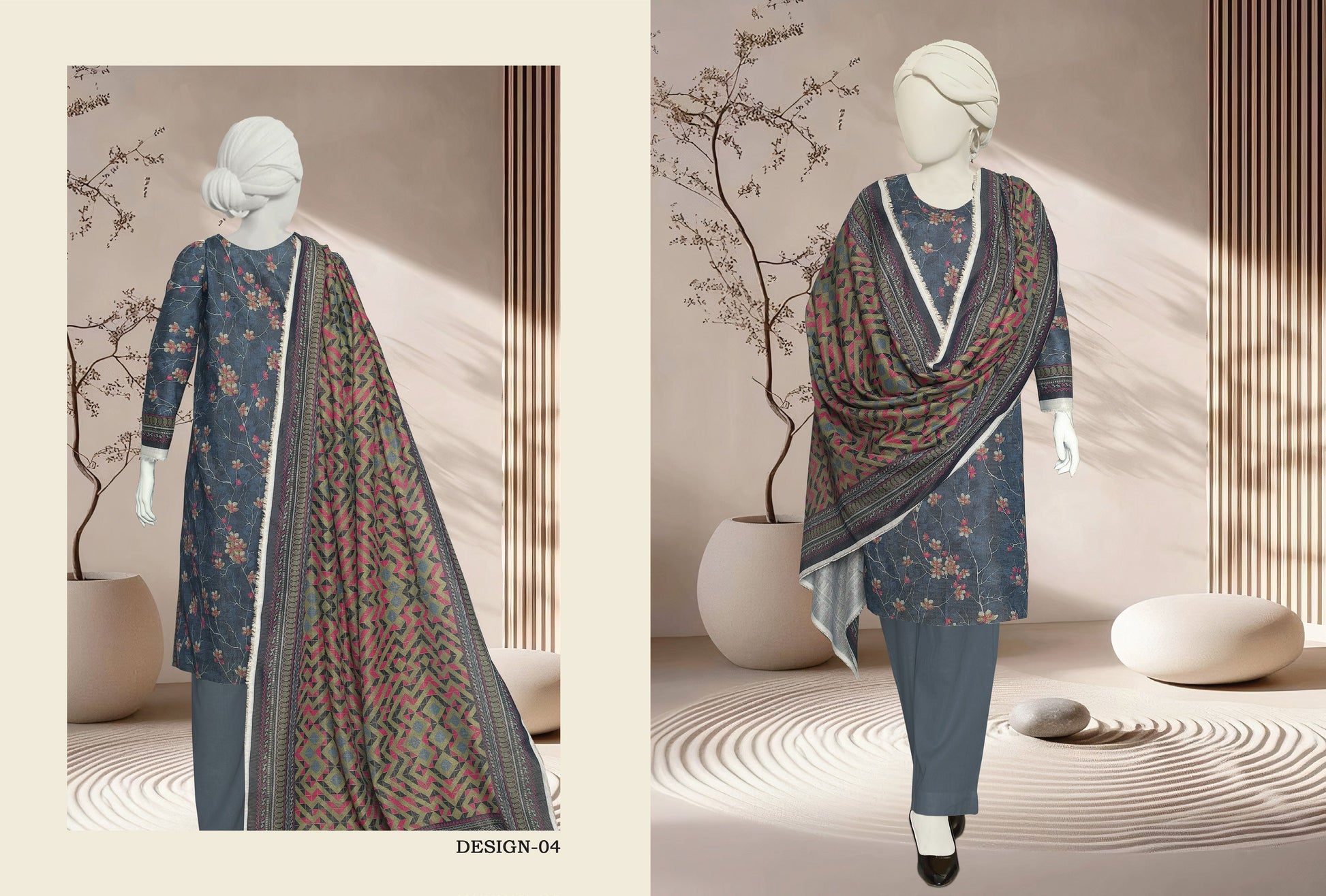 JHURMAT – Printed Khaddar & Zarri Collection (Unstitched) - Libaas Fabrics