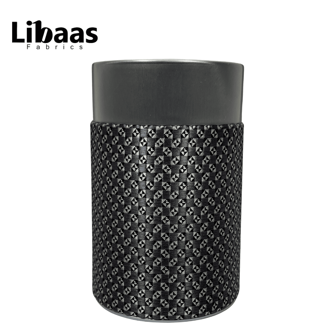 Luxury 3 - Piece Tie Set – Black & Silver with Geometric Weave - Libaas Fabrics