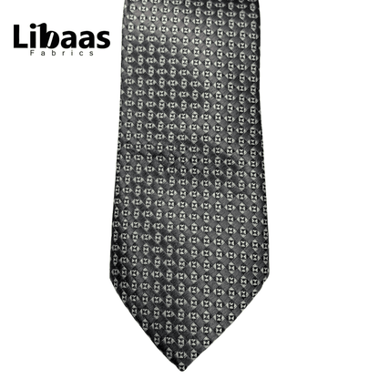 Luxury 3 - Piece Tie Set – Black & Silver with Geometric Weave - Libaas Fabrics