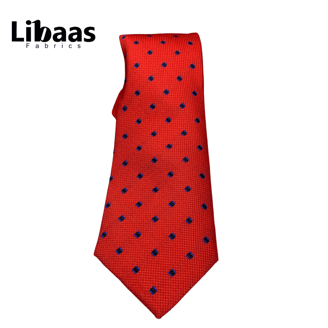 Luxury 3 - Piece Tie Set – Red with Blue Dot Pattern - Libaas Fabrics