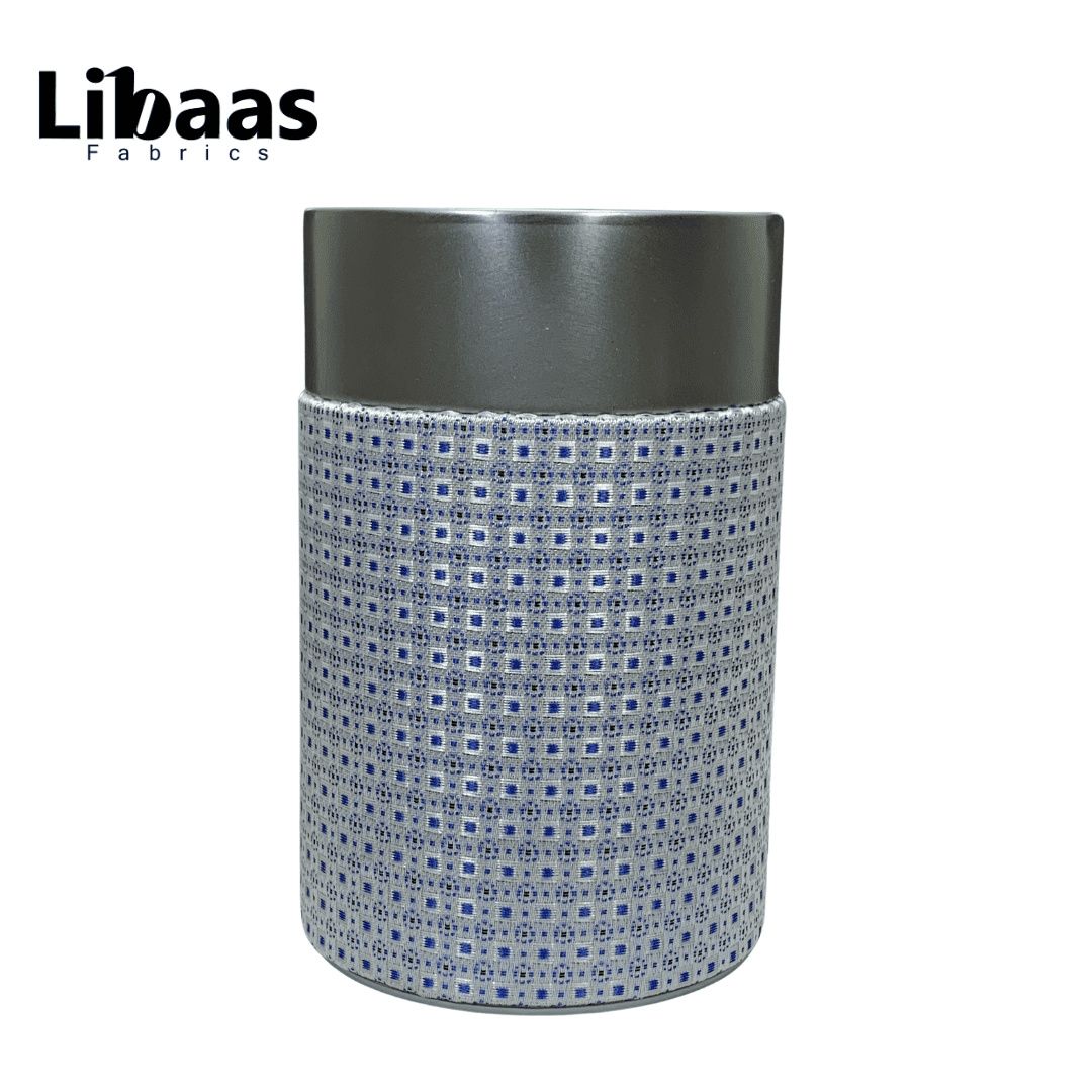 Luxury 3 - Piece Tie Set – White with Blue Geometric Design - Libaas Fabrics