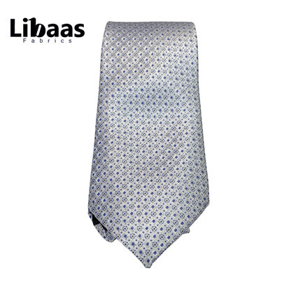 Luxury 3 - Piece Tie Set – White with Blue Geometric Design - Libaas Fabrics
