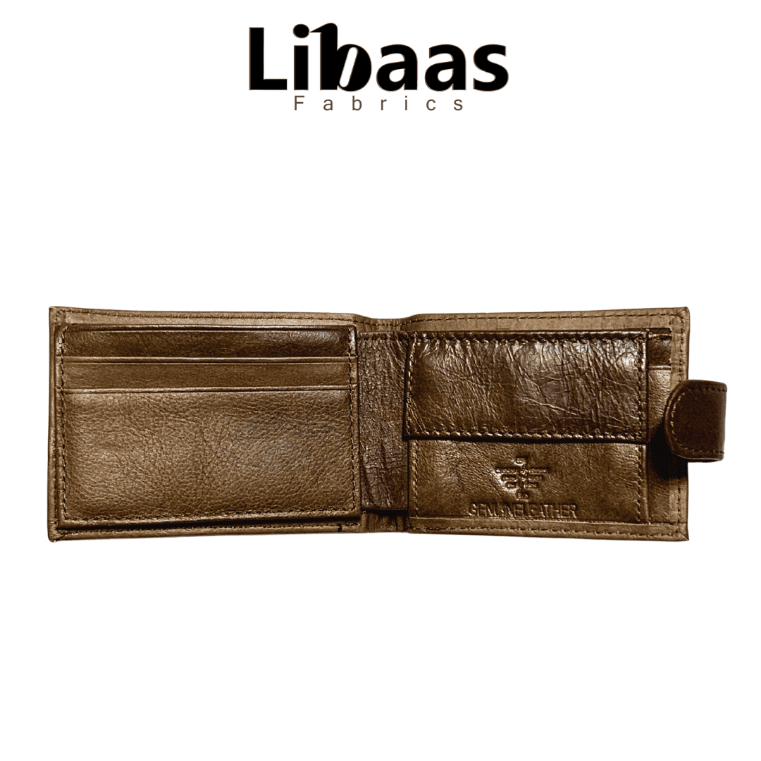 Men’s Bi - Fold Leather Wallet with Coin Pocket & ID Holder - Libaas Fabrics