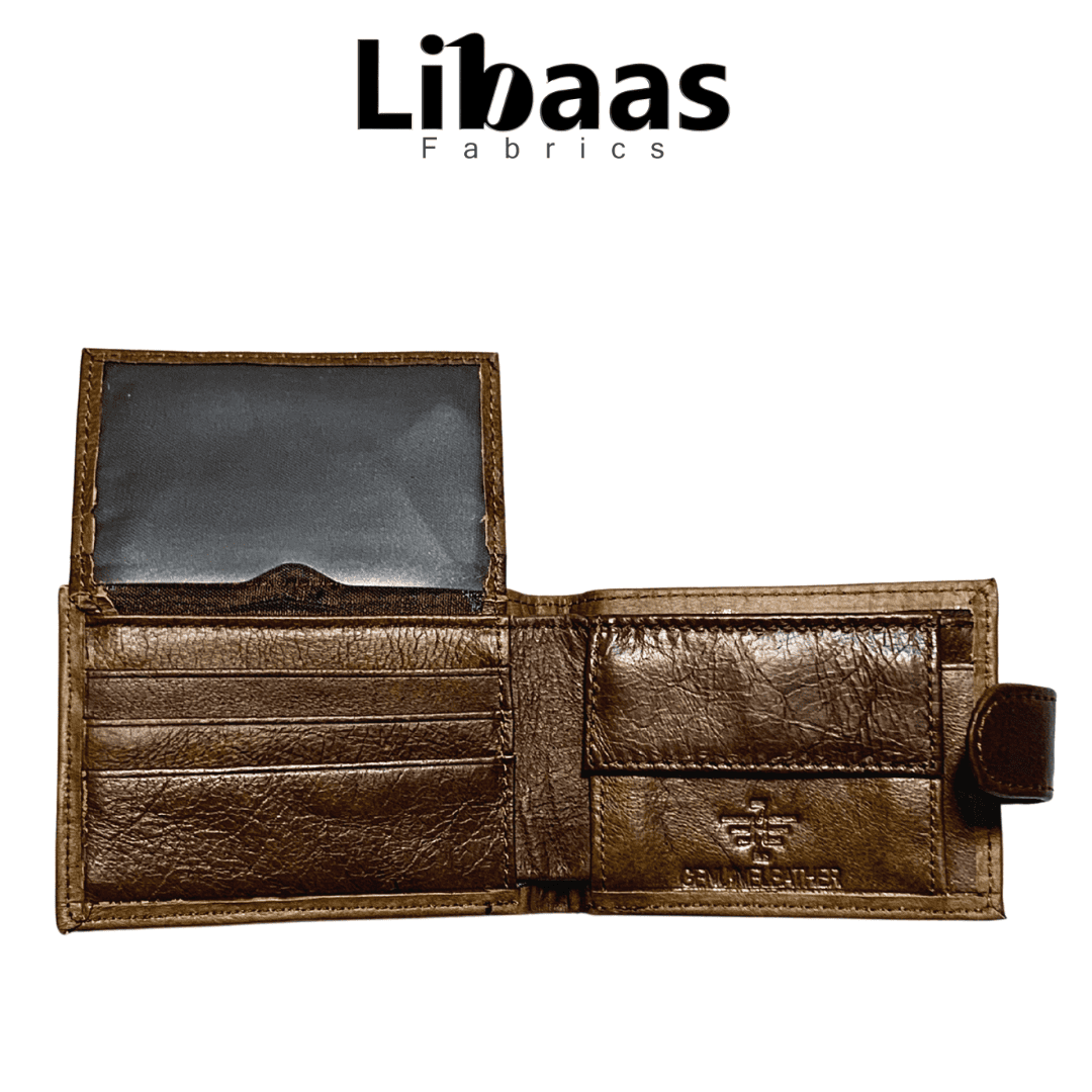 Men’s Bi - Fold Leather Wallet with Coin Pocket & ID Holder - Libaas Fabrics