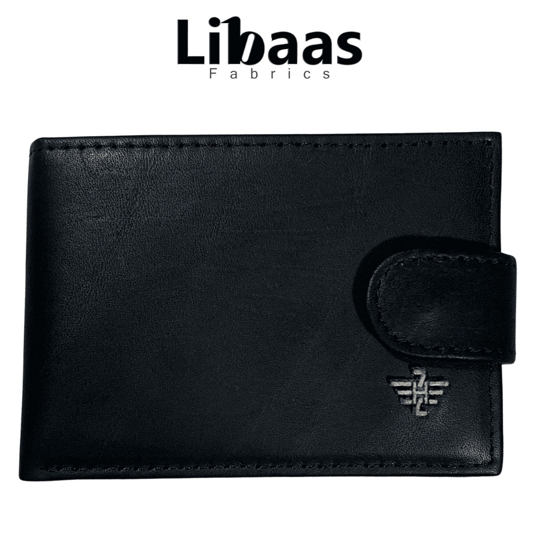 Men’s Bi - Fold Leather Wallet with Coin Pocket & ID Holder Black - Libaas Fabrics