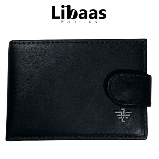 Men’s Bi - Fold Leather Wallet with Coin Pocket & ID Holder Black - Libaas Fabrics