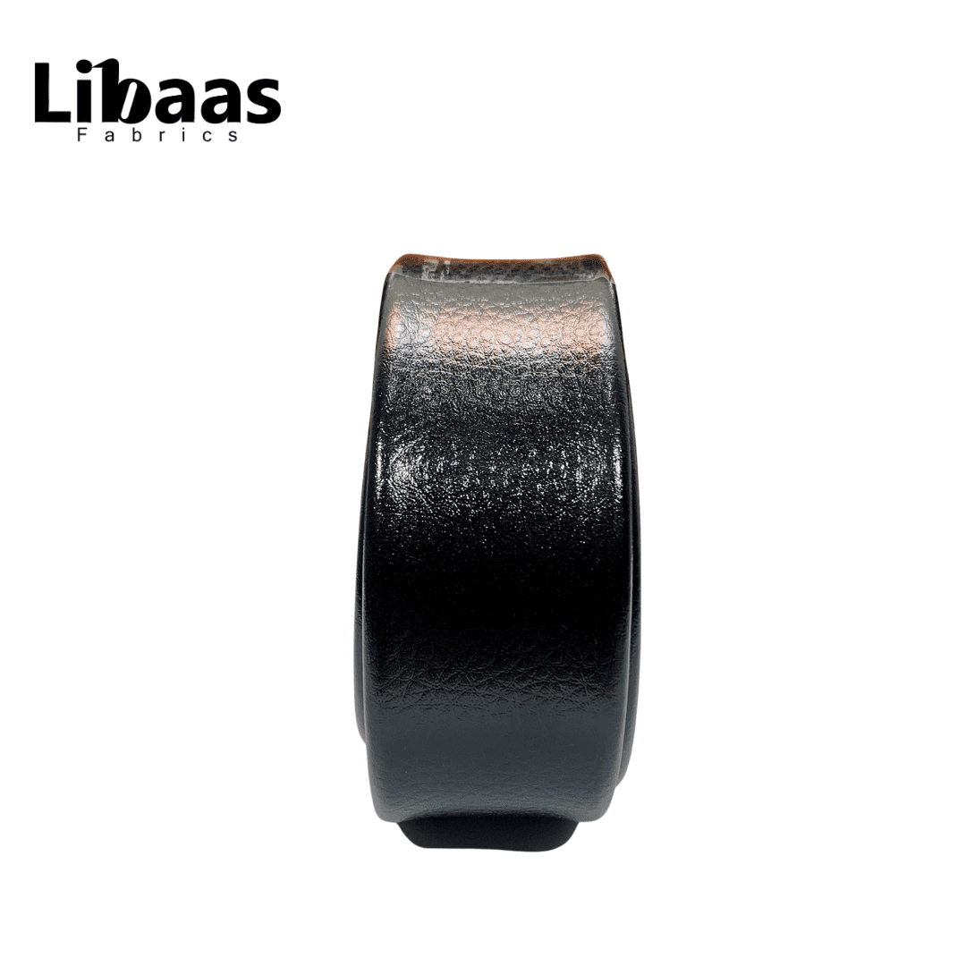 Men's Black Genuine Leather Belt with Signature Gold Geometric Buckle - Libaas Fabrics