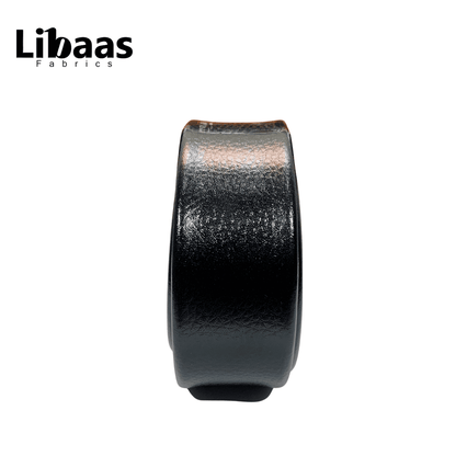 Men's Black Genuine Leather Belt with Signature Gold Geometric Buckle - Libaas Fabrics