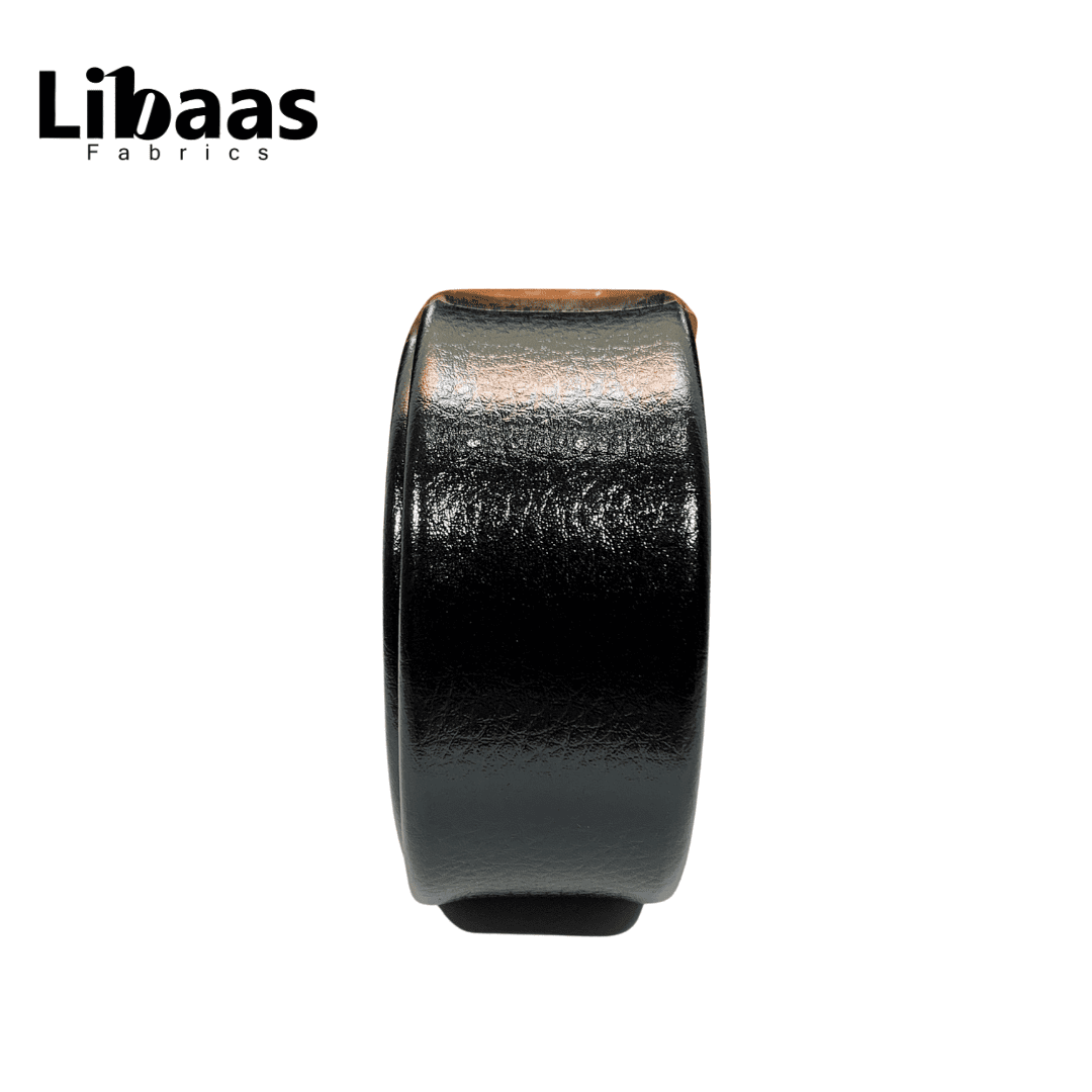 Men’s Black Leather Belt with Glossy Chrome Buckle - Libaas Fabrics