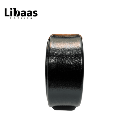 Men’s Black Leather Belt with Glossy Chrome Buckle - Libaas Fabrics