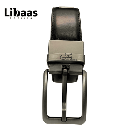 Men's Double sided Genuine Leather Belt - Black & Brown | Sizes 42 - 52 - Libaas Fabrics