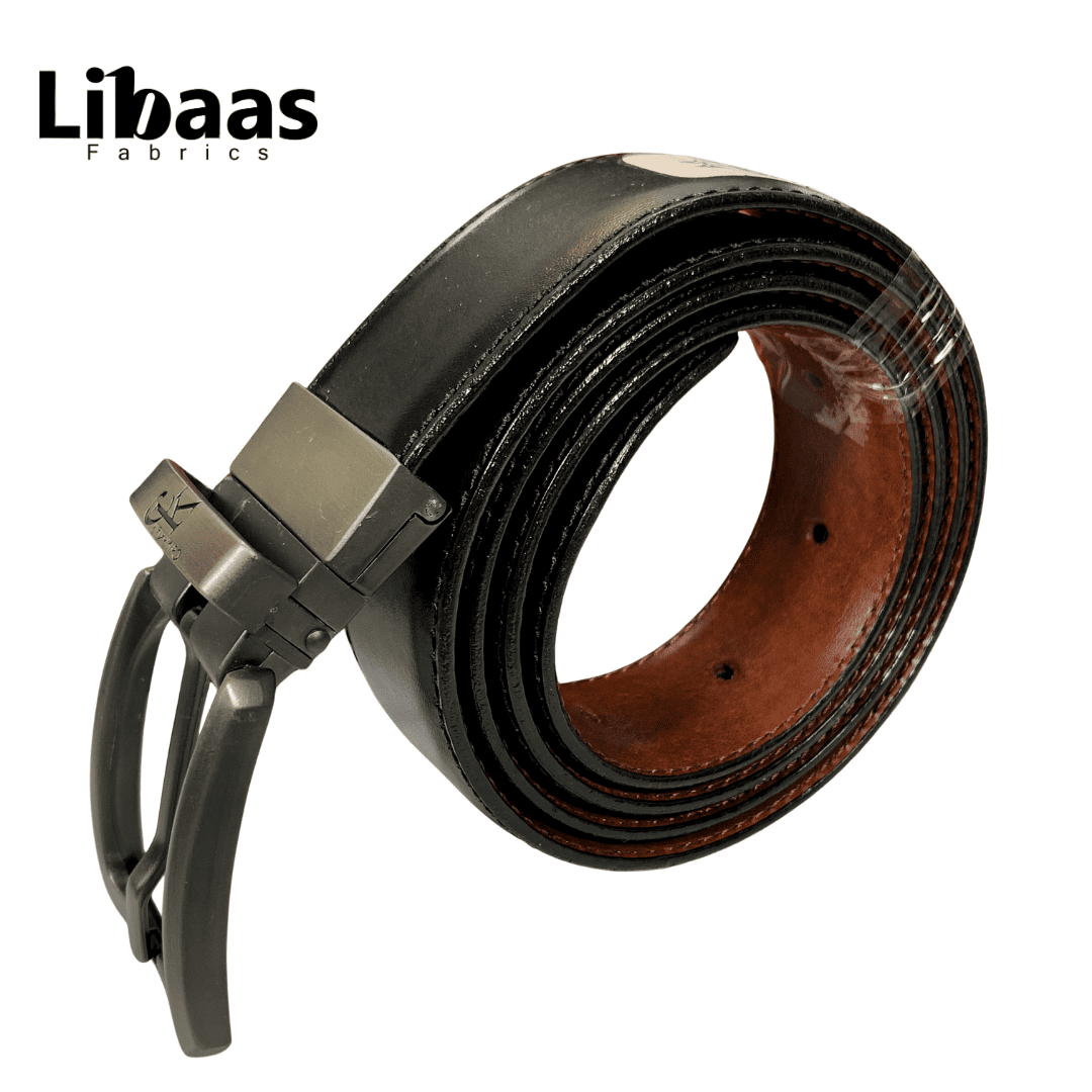 Men's Double sided Genuine Leather Belt - Black & Brown | Sizes 42 - 52 - Libaas Fabrics