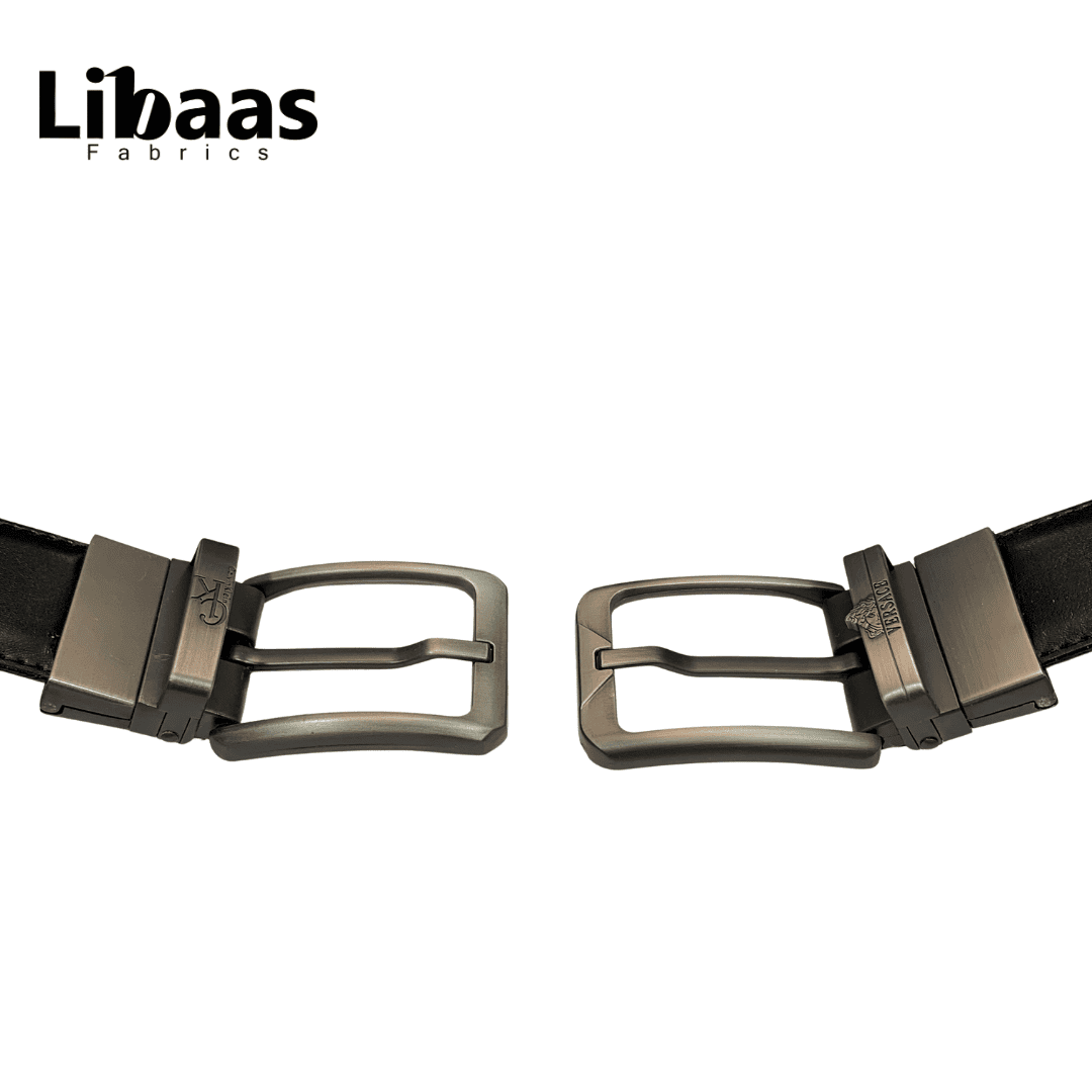 Men's Double sided Genuine Leather Belt - Black & Brown | Sizes 42 - 52 - Libaas Fabrics