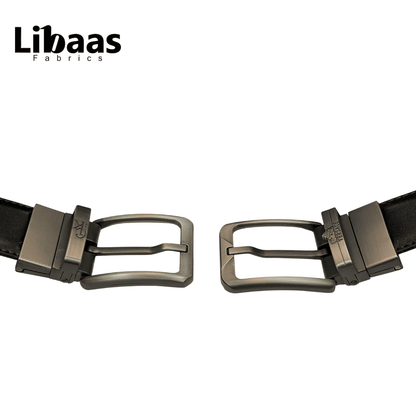 Men's Double sided Genuine Leather Belt - Black & Brown | Sizes 42 - 52 - Libaas Fabrics