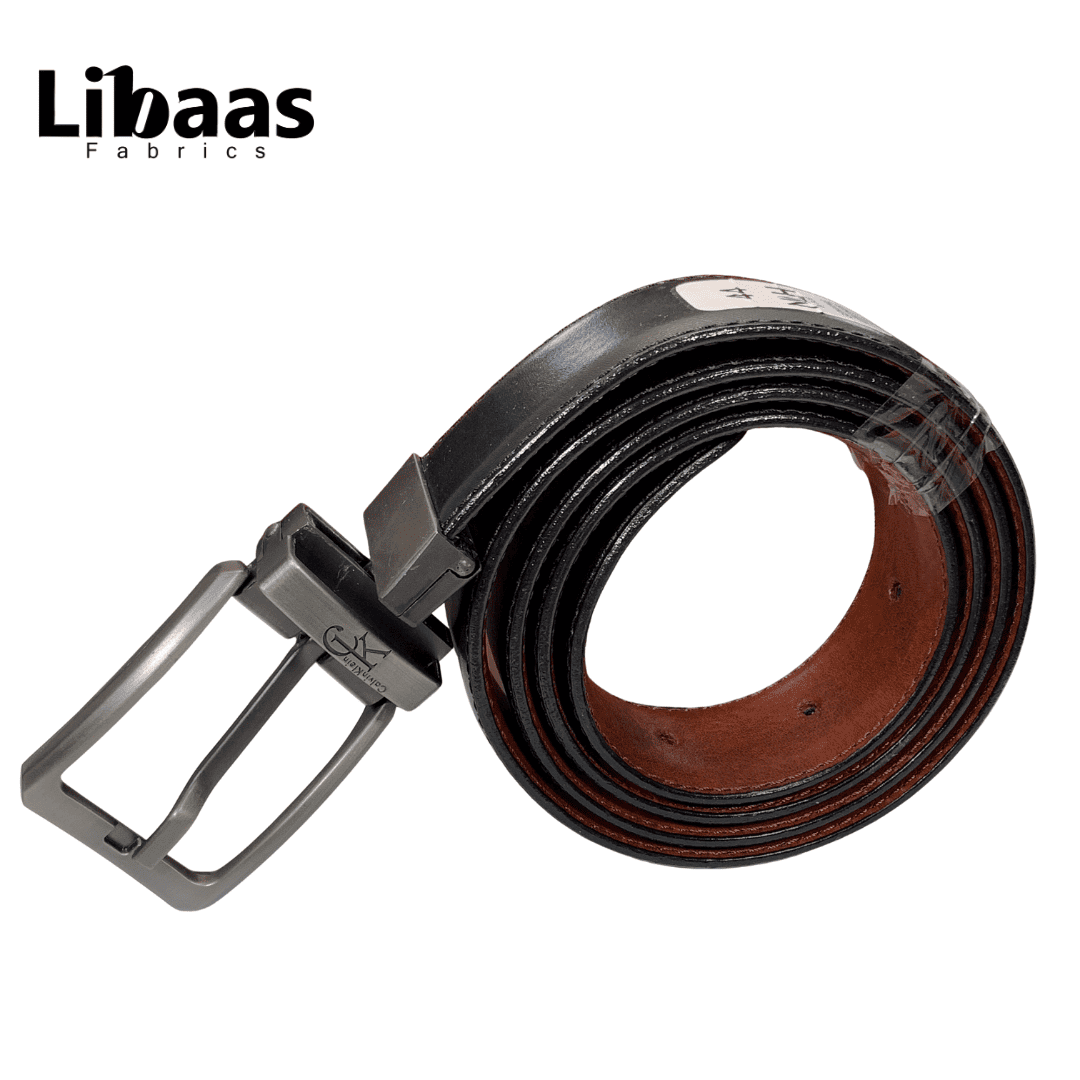 Men's Double sided Genuine Leather Belt - Black & Brown | Sizes 42 - 52 - Libaas Fabrics
