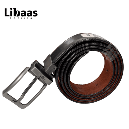 Men's Double sided Genuine Leather Belt - Black & Brown | Sizes 42 - 52 - Libaas Fabrics